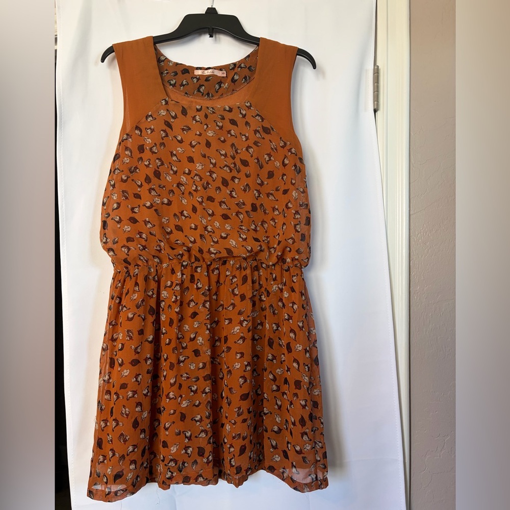 Eva and Lola bird print babydoll sleeveless mini‎ dress size small